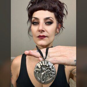 Triumph Motorcycle Lucky Necklace Heavy Medallion Adjustable Unisex Vintage HTF